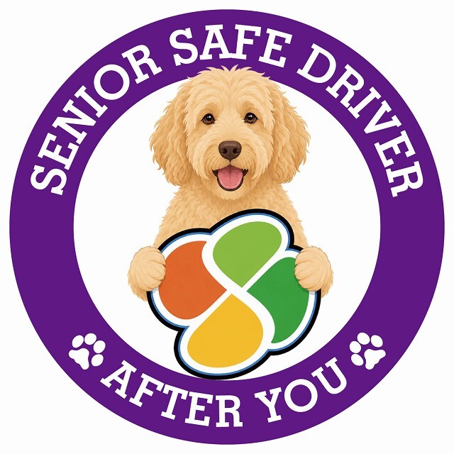 カーサイン 高齢者マーク SENIOR SAFE DRIVER ラブラドゥードル ステッカー シール 直径13cm 肉球 日本製 車