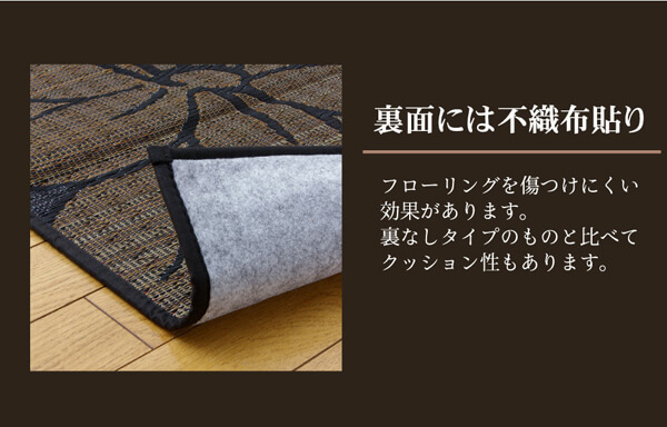 夏ラグ 夏用カーペット 純国産 袋織 い草ラグカーペット 『ＤＸなでしこ』 約191×191cm(裏:不織布）