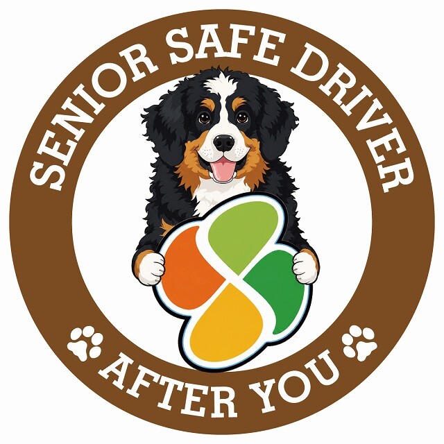カーサイン 高齢者マーク SENIOR SAFE DRIVER バーニードゥードル ステッカー シール 直径13cm 肉球 日本製 車