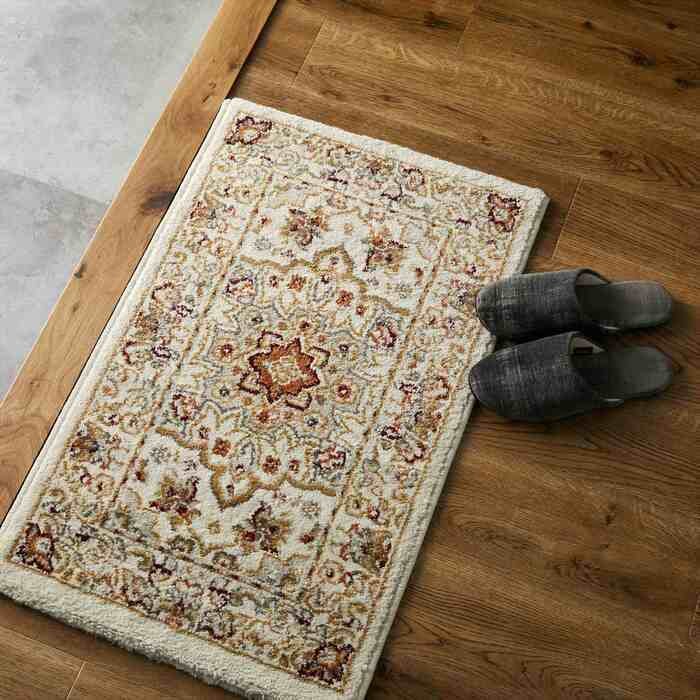 ラグ カーペット 玄関 屋内 屋外 輸 入 ネカル アイボリー 約50×80cm 長方形 民族調 エスニック モダン シンプル オールシーズン 丈夫 50×80cm ルカス ベージュ 新生活