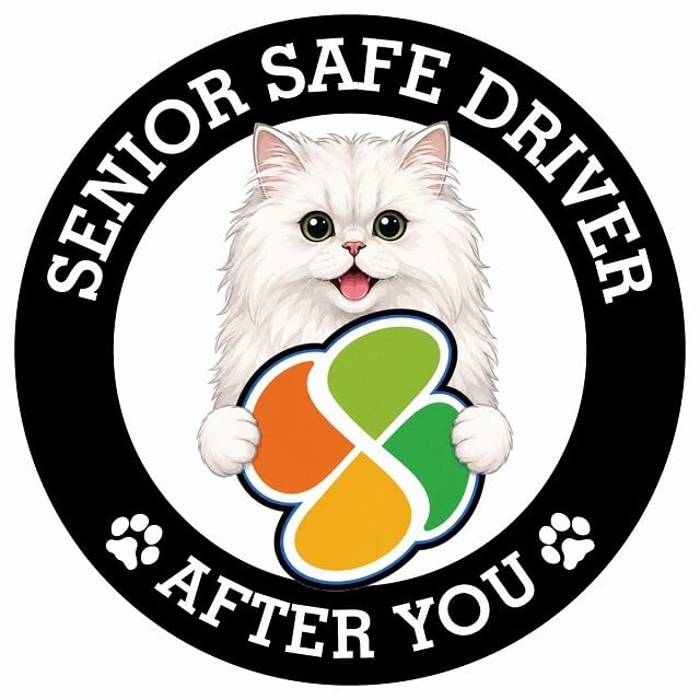 カーサイン 高齢者マーク SENIOR SAFE DRIVER ペルシャ ステッカー シール 直径13cm 肉球 日本製 車
