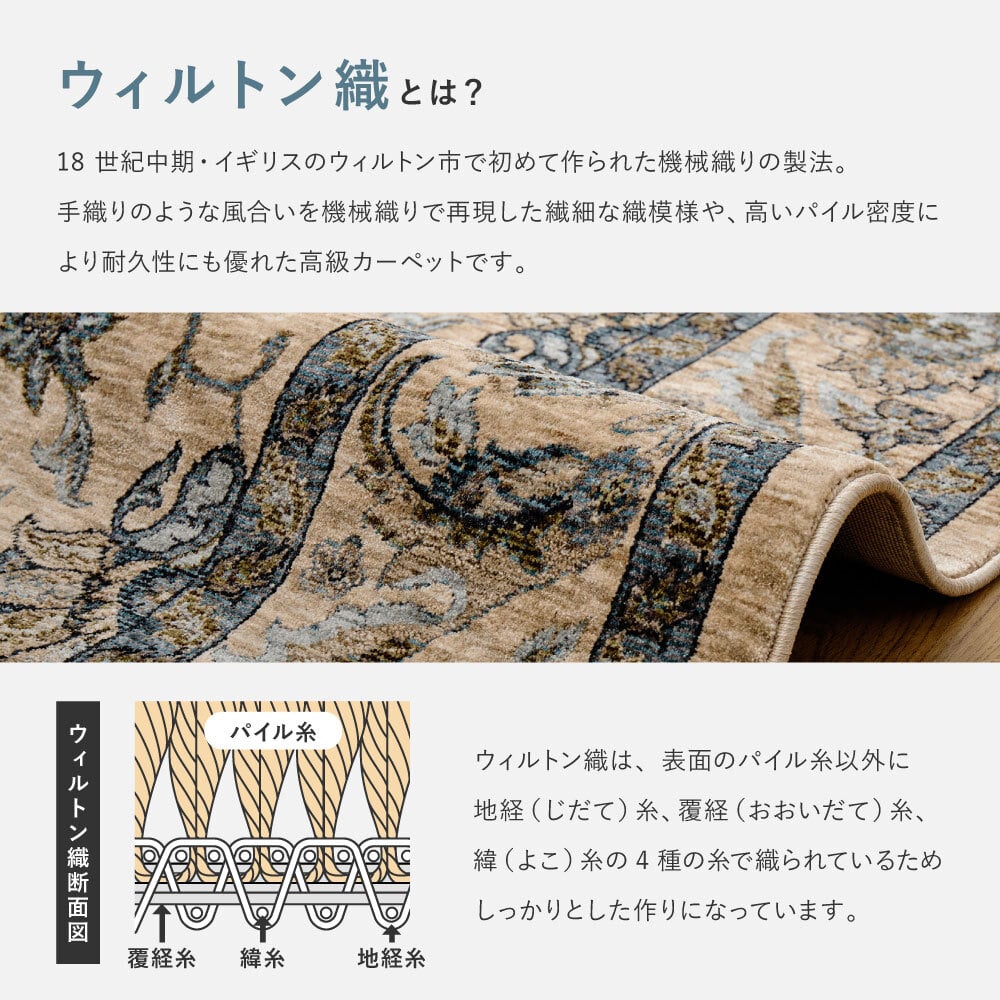 ラグ カーペット ウィルトン エジプト製 ホット 対応 床暖房対応 長方形 ペルシャ調 花柄モチーフ パイル リビング ダイニング 玄関マット キッチンマット マット 絨毯 上品 高級感 オールシーズン おしゃれ かわいい 北欧 約230×230cm