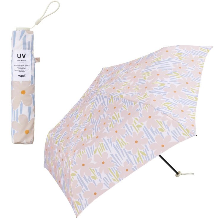 wpc. フラワーアンドステム mini 花柄 フラワー 総柄 ミニ 折り畳み傘 晴雨兼用 定形外 送料無料 日傘 雨傘 傘 UVカット AL02-045-002 撥水 軽量 wpc