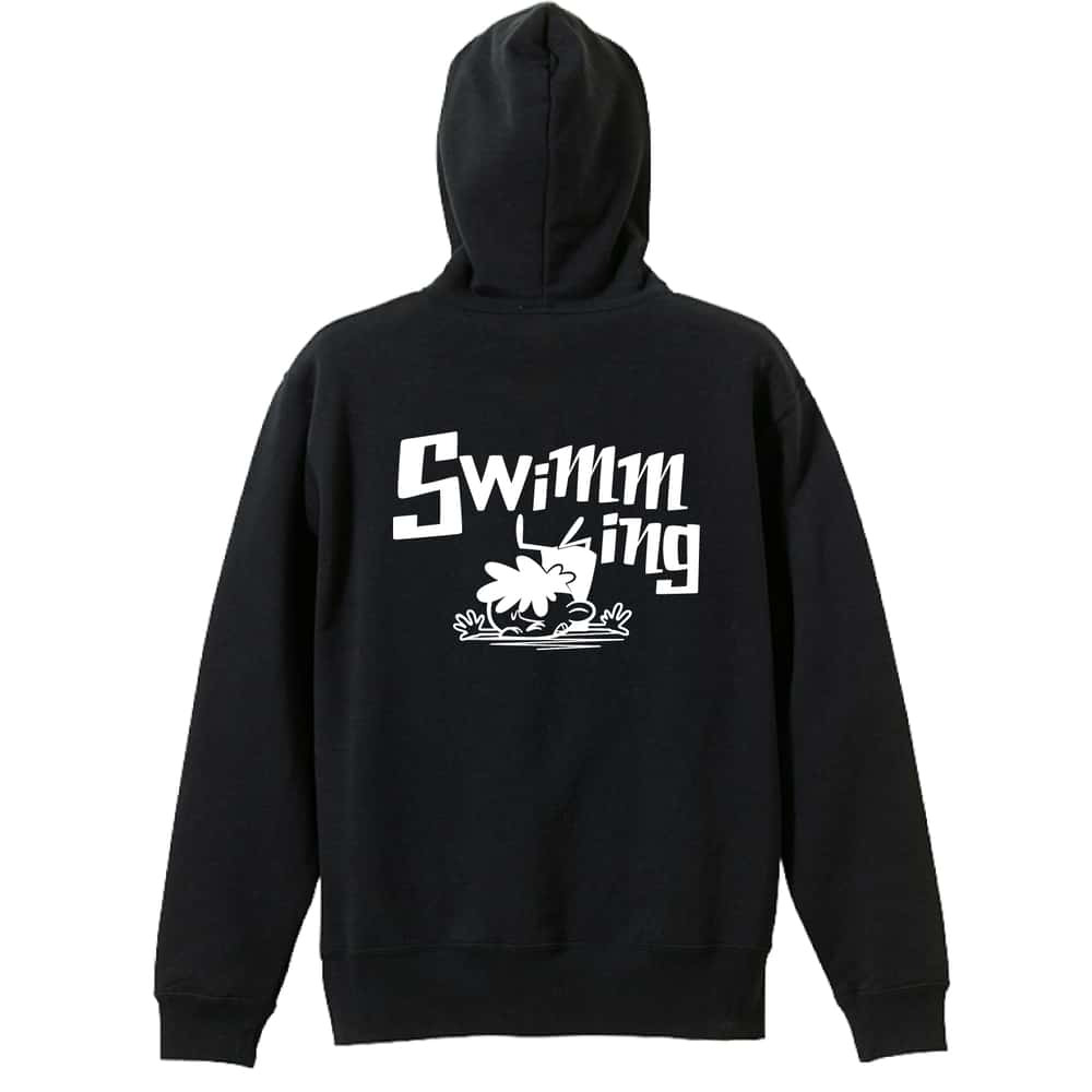 水泳 競泳 パーカー プルオーバー メンズ レディース ジュニア 練習着 裏パイル おもしろ 名入れ スウェット おしゃれ キッズ 大きいサイズ 文字入れ無料 「水泳 七転び八起き」 アートワークスコウベ 【送料無料】