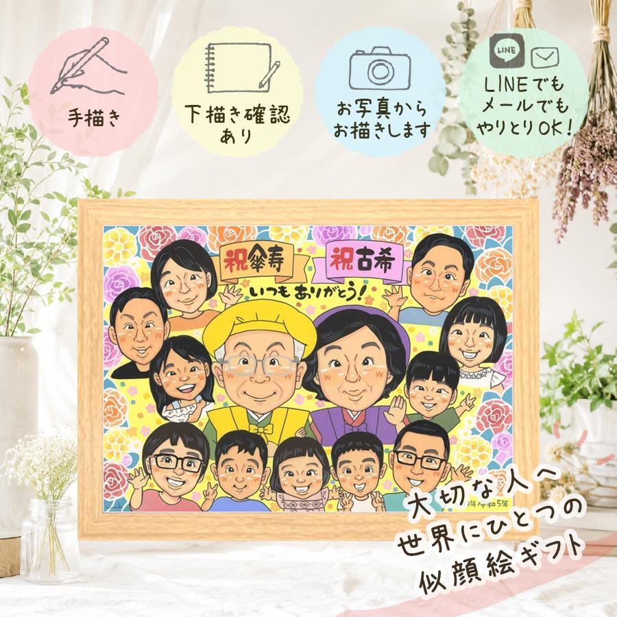 誕生日の贈り物に、特別な日にぴったりの似顔絵。 贈り物 似顔絵 古希祝い プレゼント ギフト 手描き 名入れ 誕生日 お祝い 長寿 記念日 敬老の日 大人数 祖父母 家族 ご両親 修正無料 名入れ 下書き確認 そっくり サプライズ 宝物 似てる 傘寿 宝物 70歳 古希祝い 大量注文 喜ばれる ホワイトデー カラフル メモリアルギフト オリジナル イラスト メモリアル 節目 還暦祝い 百寿祝い