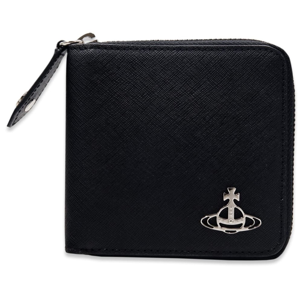 ヴィヴィアンウエストウッド 財布 二つ折り財布 メンズ レディース Vivienne Westwood 51010043 L001N LA N402 ブラック サフィアーノ 本革 ラウンドファスナー 小銭入れあり オーブ ロゴ コンパクト