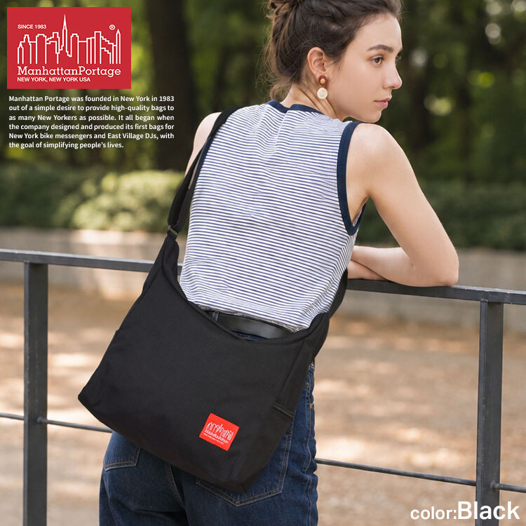 マンハッタンポーテージ ショルダーバッグ スクエア Manhattan Portage メンズ レディース 斜めがけバッグ 軽い A4 大容量 撥水 大きめ 黒 ブラック 多収納 大人 通勤 通学 高校生 ナイロン おしゃれ シンプル カジュアル ベッドスタイショルダーバッグ MP6041 ブランド