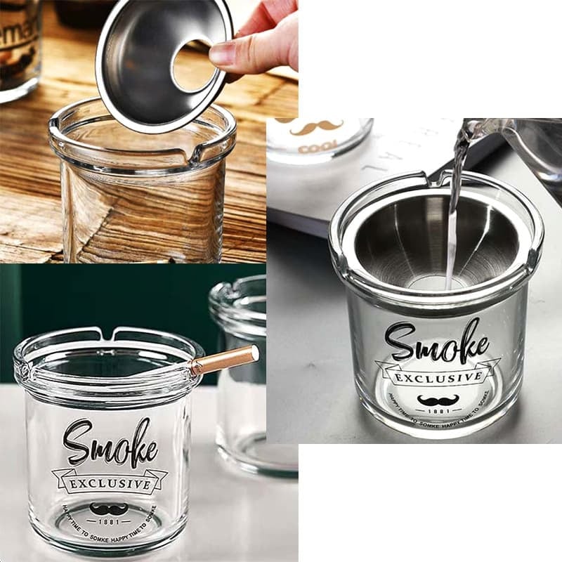 卓上灰皿 グラスアシュトレイ かわいい smoke ひげ おしゃれ カフェ ガラス製 インテリア たばこ 喫煙具 ギフト シンプル プレゼント