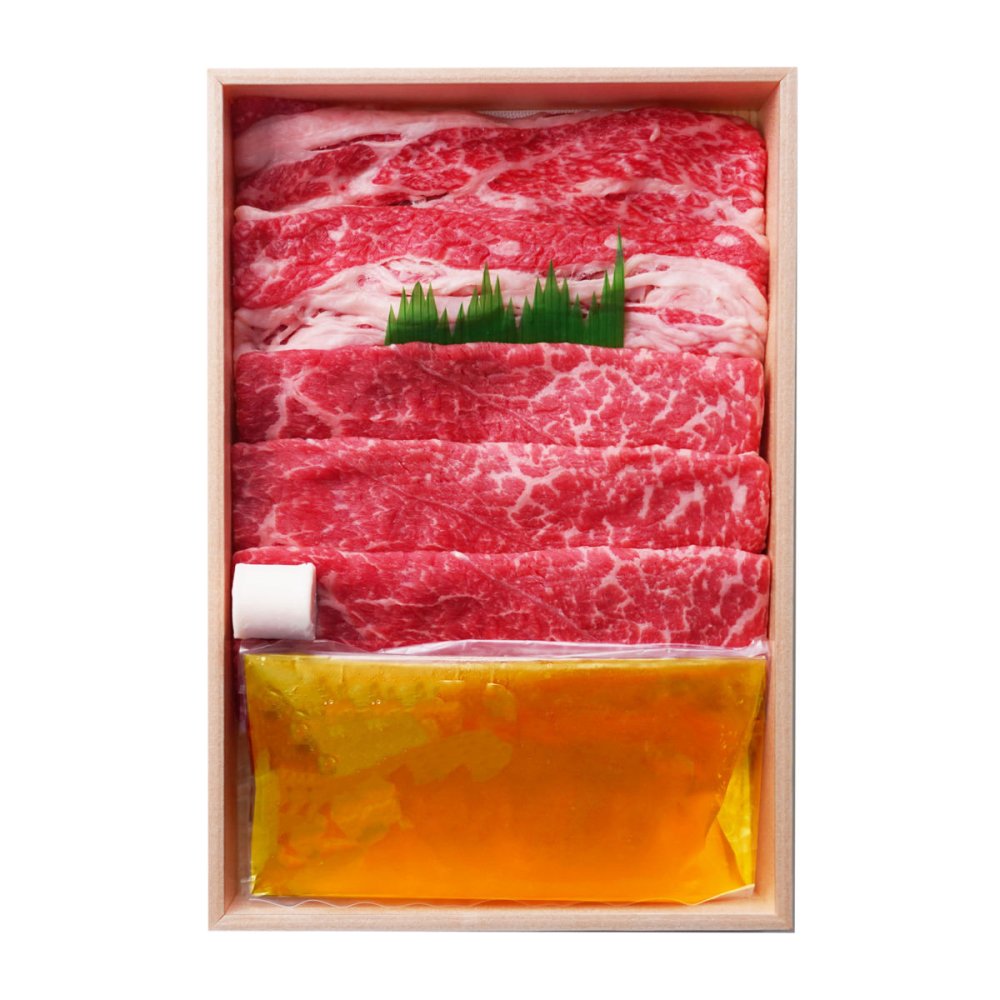 雅楽 監修 黒毛和牛 モモ バラ すき焼き用 450g 割下付き ギフト 牛肉 冷凍 鍋料理 セット 白い割下