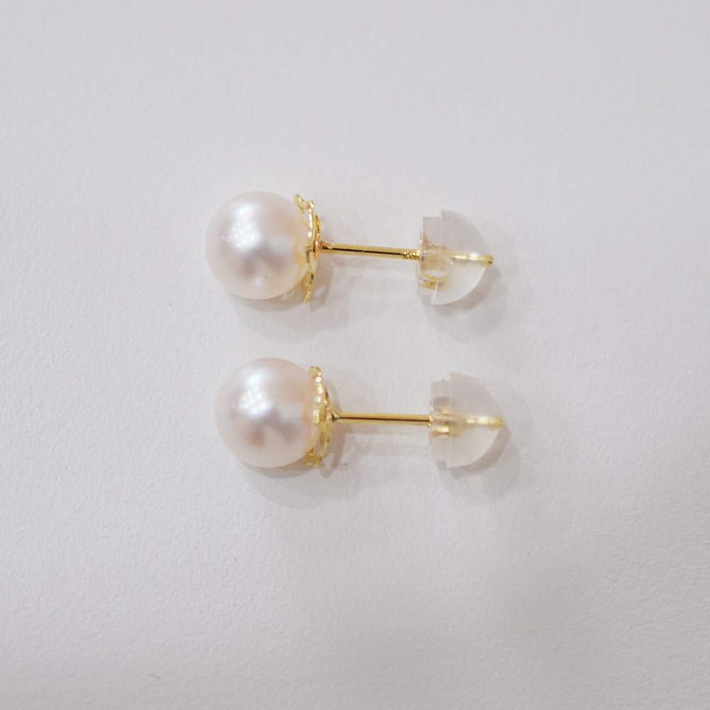 ［pearl621］6mm - 6.5mm ホワイトピンク 薔薇 ピアス あこや真珠