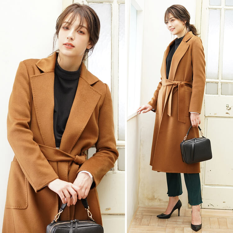 Filomo カシミヤ 100% コート レディース ガウン ロング 115cm 秋冬 内モンゴル産 カシミヤ100% ダブルフェイス 手縫い キャメル/グレー/ブラック M/L/LL フォーマル 冠婚葬祭 ゆったり 大きいサイズ ギフト プレゼント 6F (02000163r)