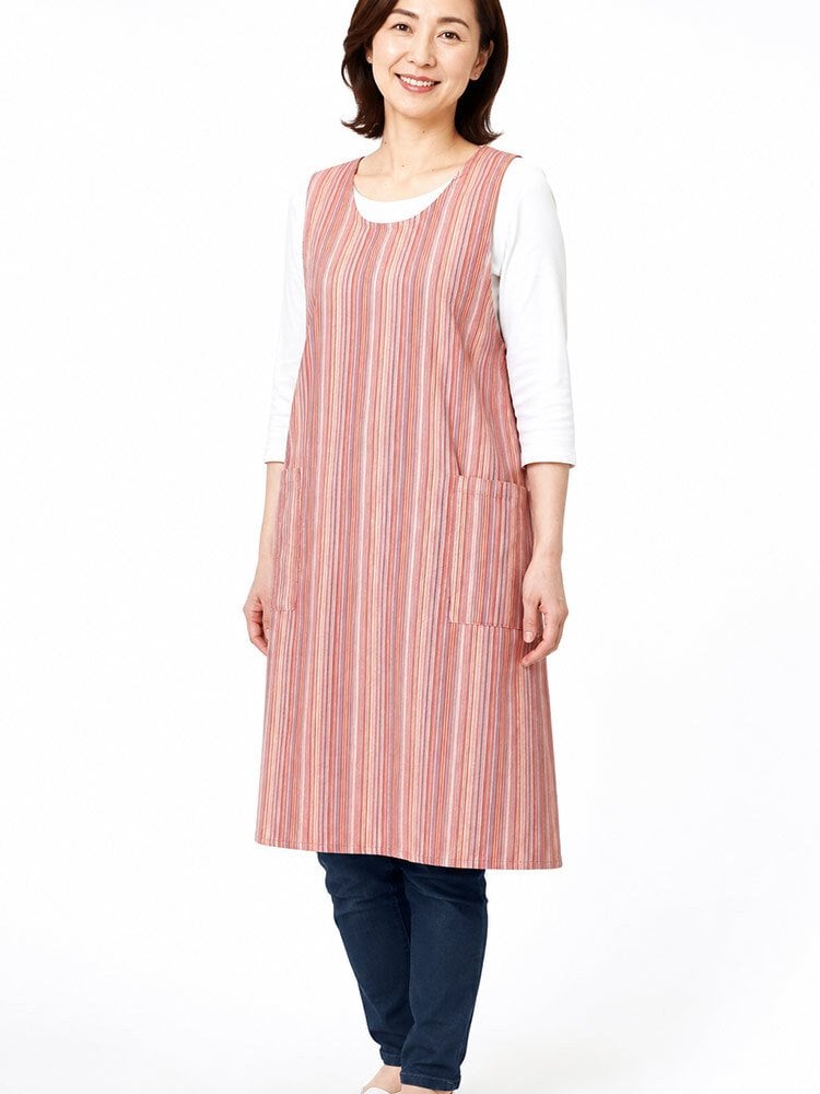 エプロン ロング しじら織り 日本製 1250  MA-02 前掛け 夏 レディース 母の日 ギフト クロスエプロン 敬老の日 プレゼント オシャレ エンジ からし 生成り 緑 からし お母さん
