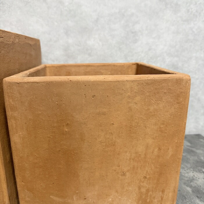 テラコッタ植木鉢 2個セット おしゃれ 四角 角型 スクエア キューブ 約8号 7号 屋外 陶器 素焼き テラコッタ色 KONTON コントン イーシリーズ ES-BX1X2SE 底穴あり 庭 ガーデニング ベランダ 玄関 観葉植物 多肉植物 花 寄せ植え プランター かわいい 北欧 和風 和モダン