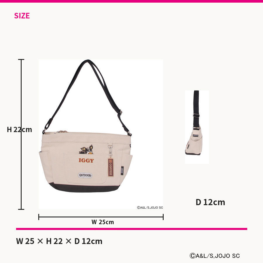 outdoor products ジョジョの奇妙な冒険 イギーモチーフキャンバスショルダー ショルダー 斜め掛け レディース メンズ ギフト プレゼント ブラック jo05 ODJO11