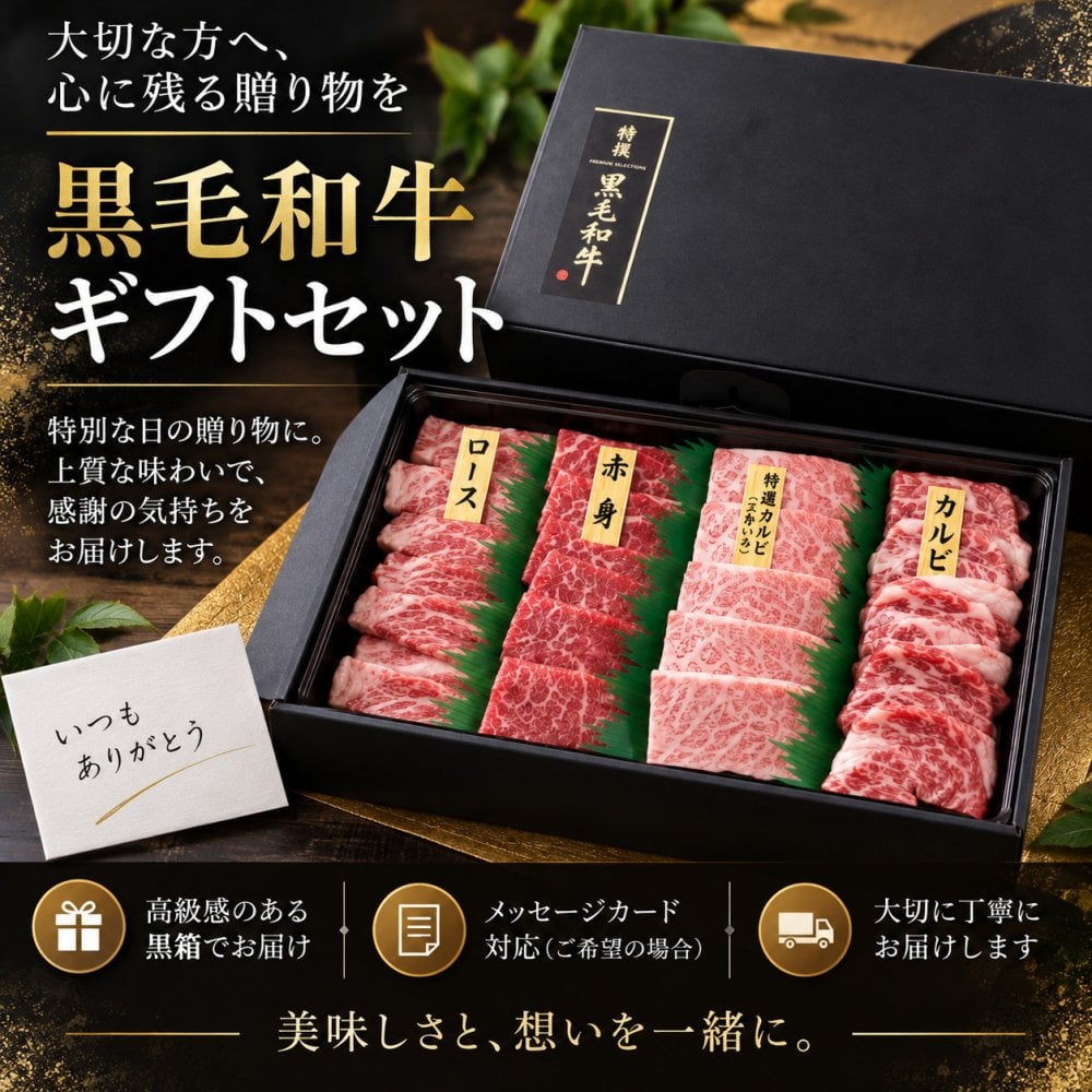 A5黒毛和牛 焼肉セット4種食べ比べ800g 400g×2パック 特選カルビ（三角バラ）・ロース・カルビ・赤身 肉ギフト
