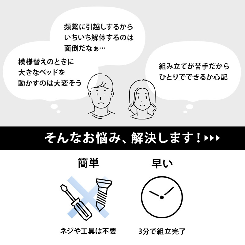 約3分で組立完了 すのこ シングル 3段階 高さ調節 宮棚あり 2口コンセント付き フレームのみ フレーム 高さ調整 宮付き 下収納 おしゃれ 新生活 一人暮らし ワンルーム 耐荷重400kg