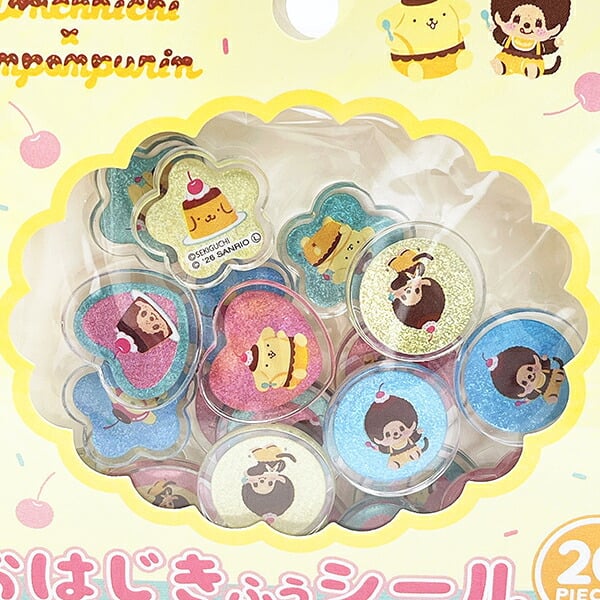 サンリオ ポムポムプリン ×モンチッチ おはじき風シール(N) 文具