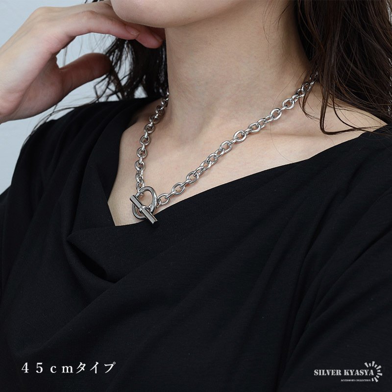 ステンレス マンテルネックレス チェーンネックレス シルバー 4サイズ シンプル 存在感 メタル お洒落 レディース 女性 金属アレルギー対応