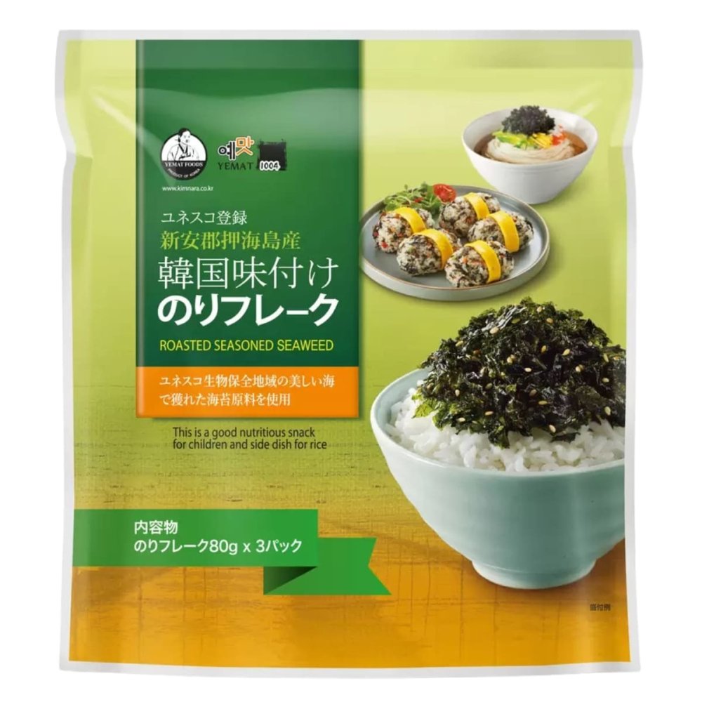 韓国味付けのり　フレーク（80g×3パック）ユネスコ登録　韓国　味付海苔　新安郡押海島産　イェマット（YEMAT）#567749