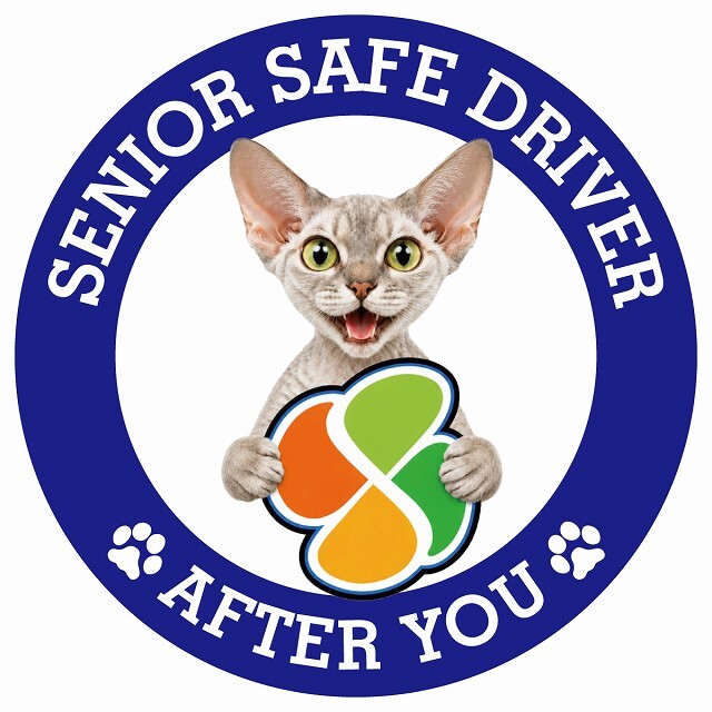 カーサイン 高齢者マーク SENIOR SAFE DRIVER デボンレックス ステッカー シール 直径13cm 肉球 日本製 車
