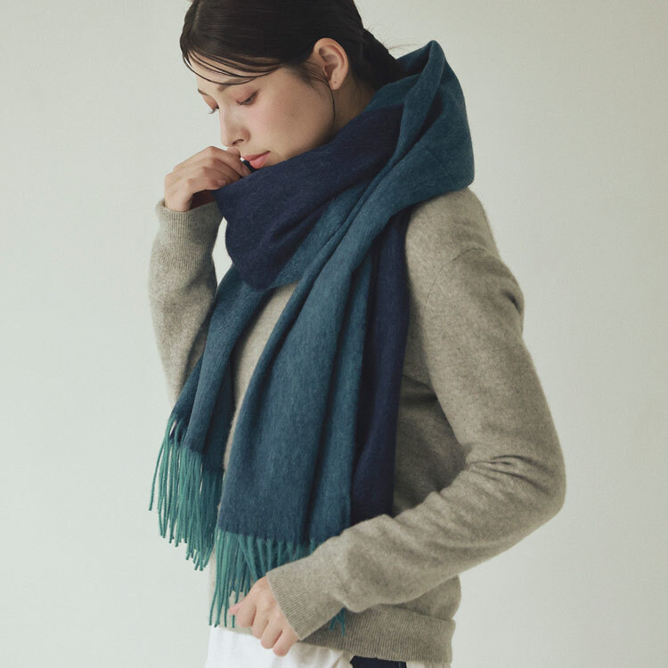 Filomo ストール 大判 レディース カシミヤ アルパカ バイカラー 抗菌 【名入れ刺繍可能】 無地 やわらか 厚い 暖かい 大きいサイズ 秋 冬 マフラー 内モンゴル産 ラッピング ギフト プレゼント 7F (02000256r)