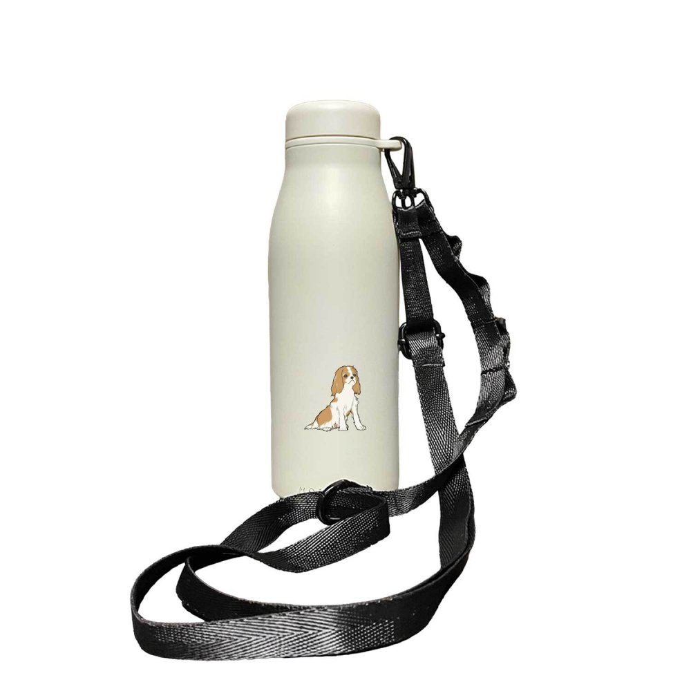 キャバリア ショルダー ストラップ ステンレスボトル 500ml 保温 保冷 ステンレス 真空 断熱 二重構造 水筒 マイボトル カラビナ ベルト オリジナル キャバ 犬 ペット
