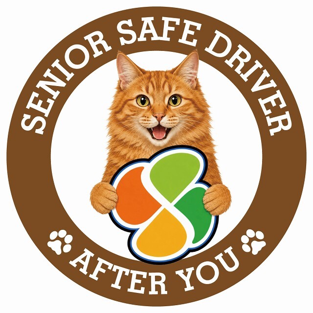カーサイン 高齢者マーク SENIOR SAFE DRIVER アメリカンボブテイル ステッカー シール 直径13cm 肉球 日本製 車