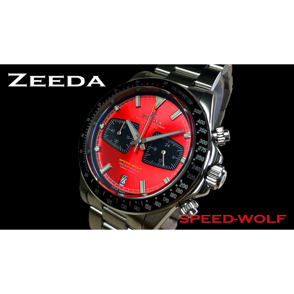 ジーダ ZEEDA スピードウルフ SPEED-WOLF GT-RED 腕時計 メンズ メカニカルクォーツ クロノグラフ SPW-GRD