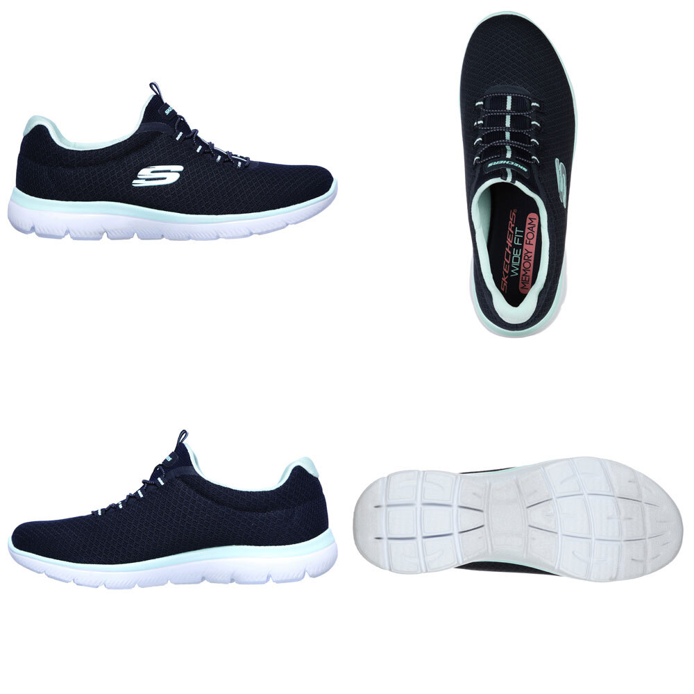 スケッチャーズ レディース スリッポン スニーカー 靴 サミッツ SKECHERS Summits 12980 軽量 ノーマル幅 ひもゴム メモリーフォームインソール