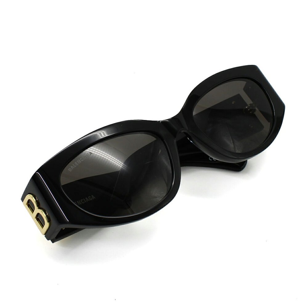 バレンシアガ BALENCIAGA サングラス アジアンフィット UVカット アイウェア フォックス BB0324SK-002 メンズ レディース ユニセックス ブラック+グレー 国内正規品