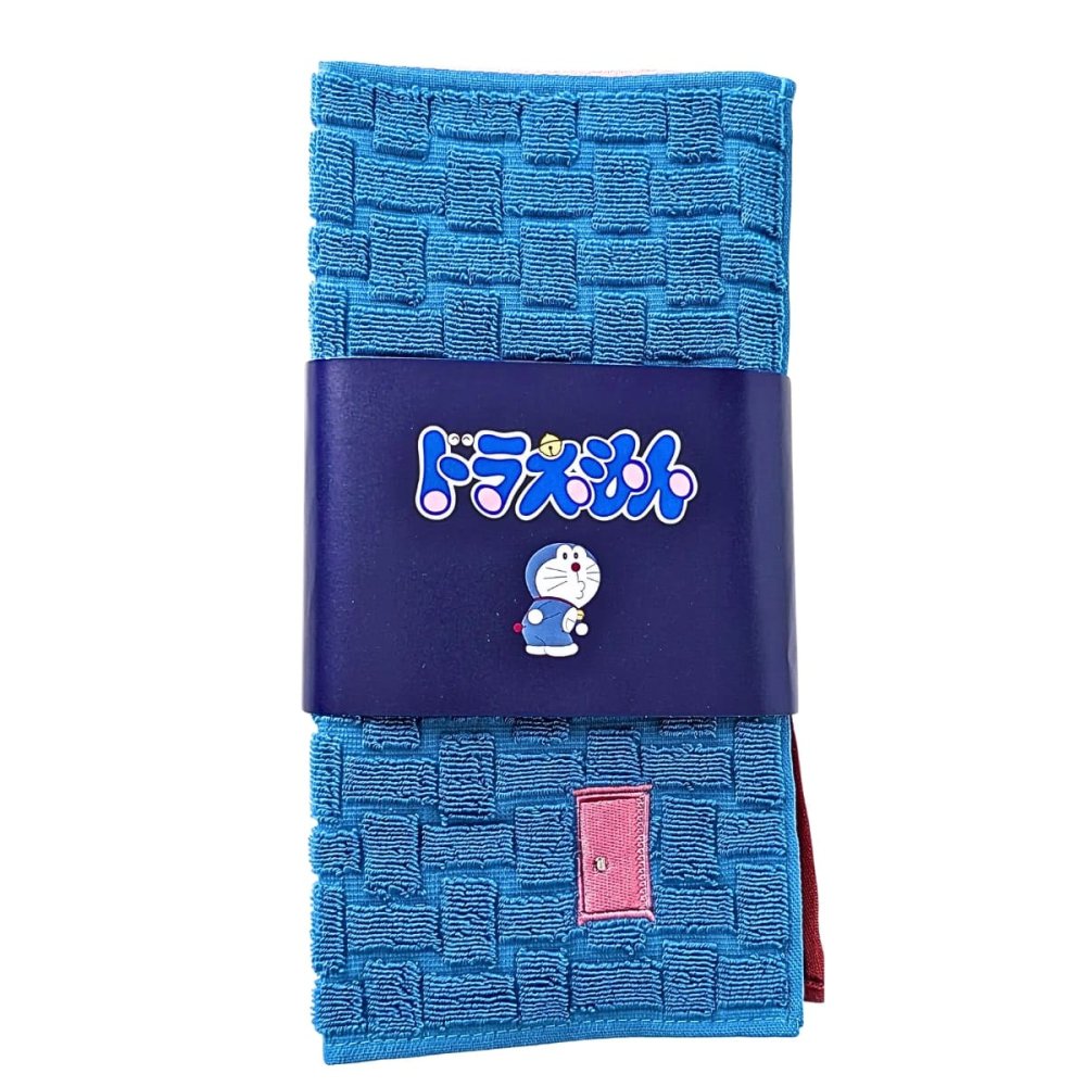 ドラえもん タオルハンカチ 25cm×25cm 5枚セット 綿100% 中国製 ワンポイント刺繍 どこでもドア 洗い替え通勤 通学 キャラクター雑貨 実用品ギフト