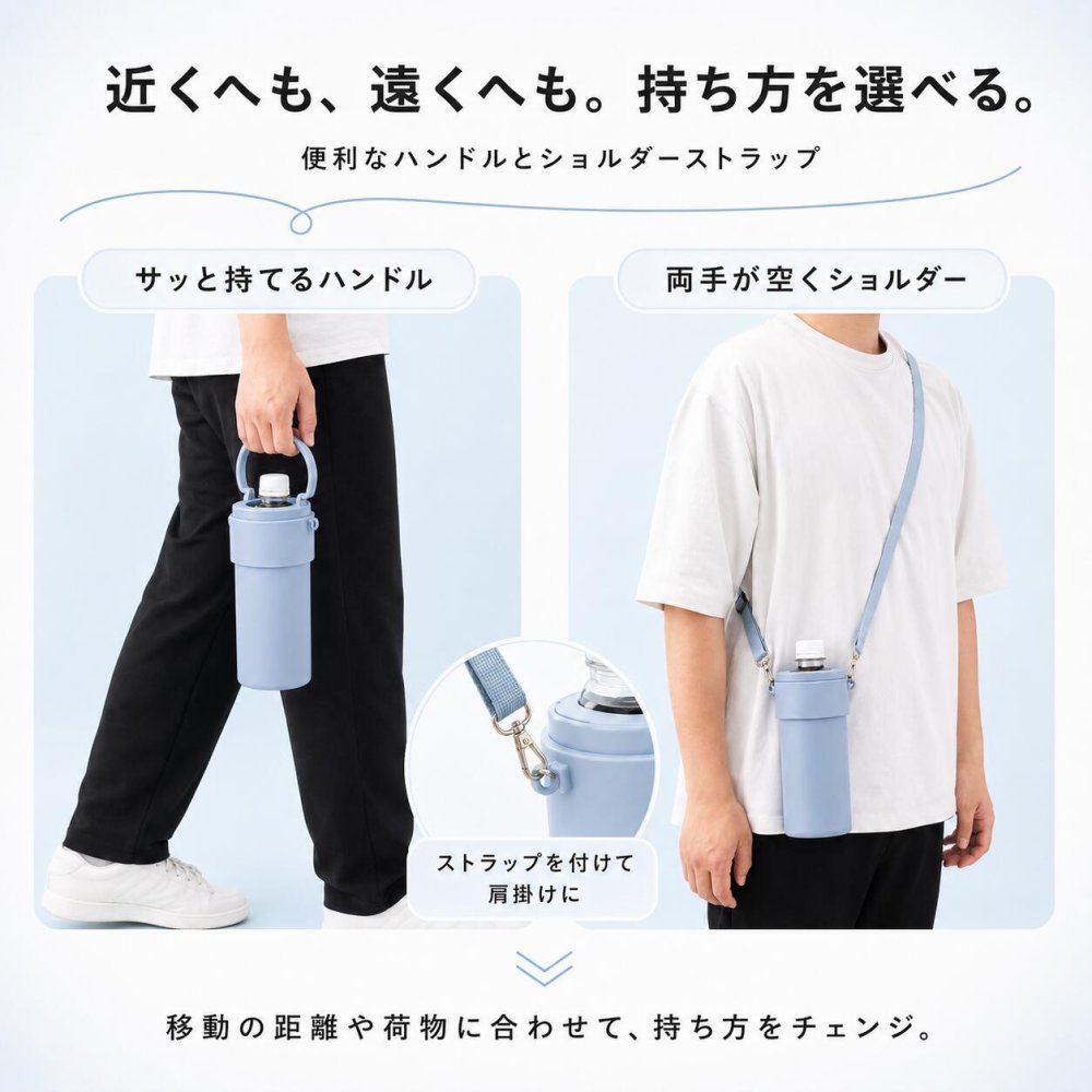 ペットボトルホルダー ペットボトルクーラー 名入れ 名前入り 保冷 ショルダー 600ml 700ml 長時間 軽量 保温 子供 洗える 肩掛け 可愛い 金具 結露しない 真空断熱 ステンレス ストラップ スリム スポーツ 送料無料 斜めがけ 紐付き メンズ 持ち歩き 即日発送 真空二重構造