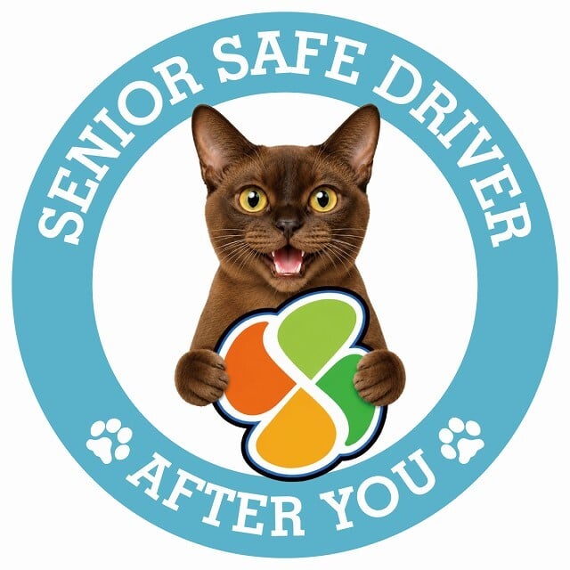 カーサイン 高齢者マーク SENIOR SAFE DRIVER バーミーズ ステッカー シール 直径13cm 肉球 日本製 車