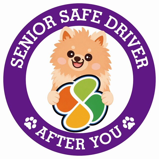 カーサイン 高齢者マーク SENIOR SAFE DRIVER ポメックス ステッカー シール 直径13cm 肉球 日本製 車