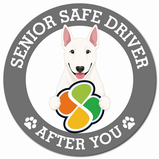 カーサイン 高齢者マーク SENIOR SAFE DRIVER ブルテリア マグネット 強力 直径13cm 肉球 日本製 車 ステッカー