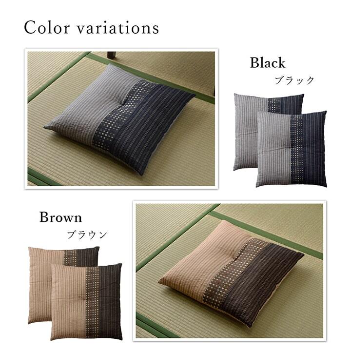 座布団 銘仙判 しじら 日本製 綿100% 和柄 約55×59cm 5枚組 和柄のおしゃれな 綿100%銘仙判座布団 ポリエステル 座ぶとん ざぶとん フロアクッション 和室クッション 寝具 寝室用品 インテリア 肌触り ブラウン ブラック