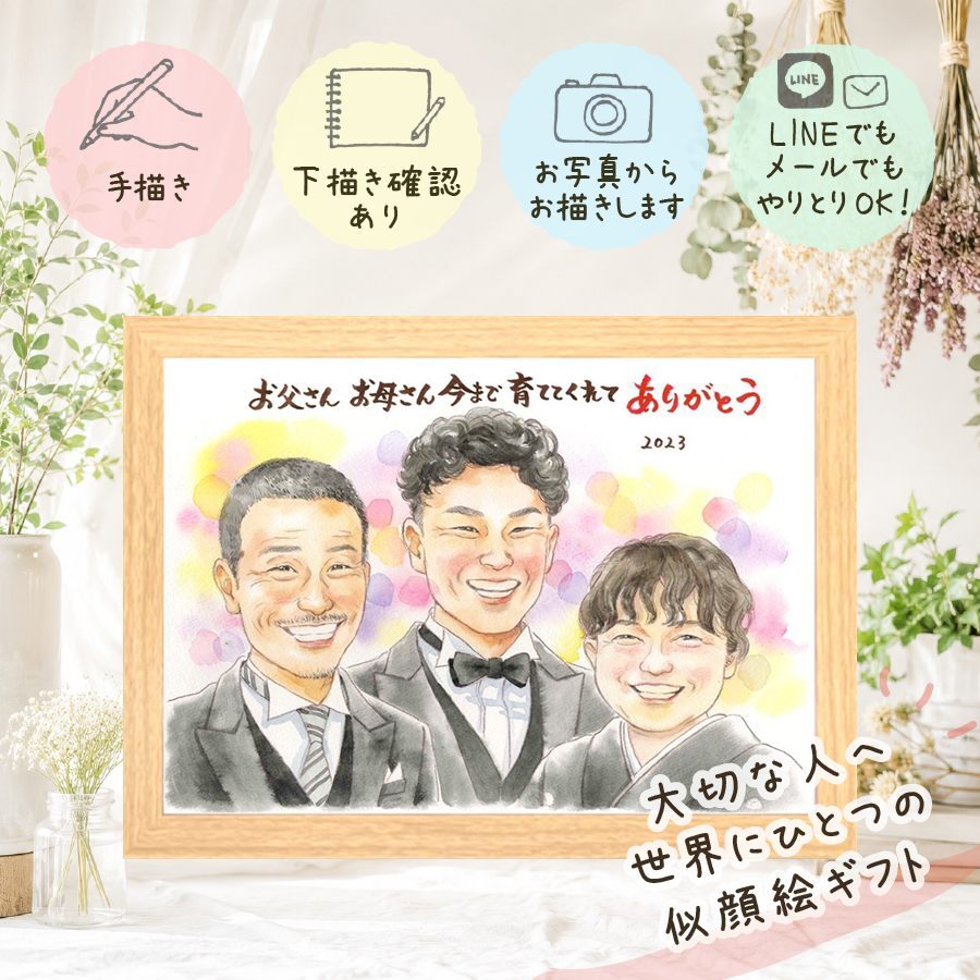 似顔絵 サンクスボード プレゼント 贈り物 名入れ ギフト 手描き サンクスボード 婚礼 感謝 披露宴 結婚式 新郎 親族 両親 新婦 修正無料 下書き確認 名入れ 宝物 実績多数 一生もの サプライズ 披露宴 思い出 婚礼 感謝ボード 二次会 バレンタインデー 色紙 感動 白寿祝い 還暦祝い キレイ 闘病中の方への励まし ブライダルギフト お祝いの品 メモリアルギフト