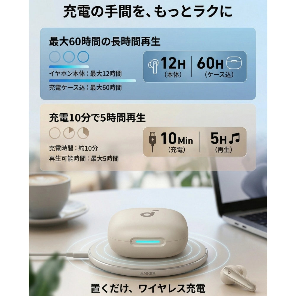 Anker Soundcore P40i アンカー サウンドコア A3955 ワイヤレスイヤホン ノイズキャンセリング 最大60時間再生 2台同時接続 ギフト
