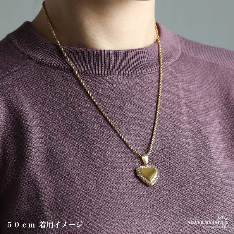 ステンレス ロケットネックレス ロケットペンダント ハートネックレス 写真 記念 思い出 ハワイアンネックレス ロープチェーン ゴールドネックレス 18KGP シルバー ピンク ストーン 男女兼用 金属アレルギー対応
