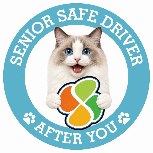カーサイン 高齢者マーク SENIOR SAFE DRIVER ラグドール ステッカー シール 直径13cm 肉球 日本製 車