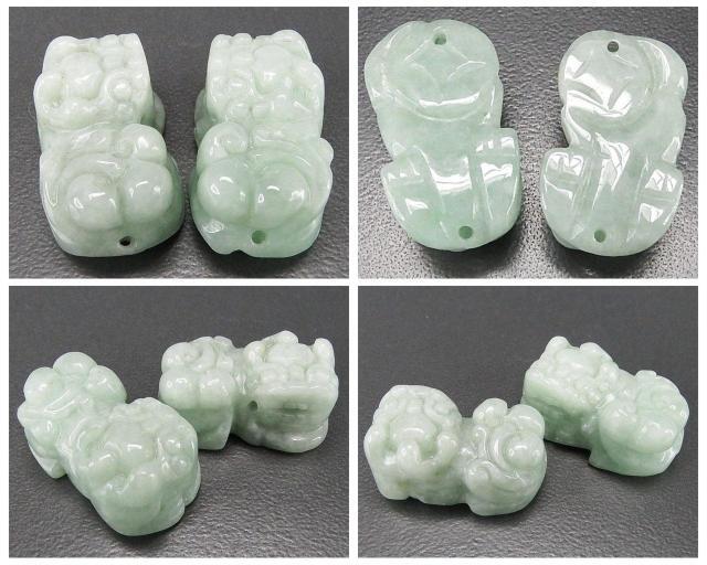 天然ヒスイ本翡翠如意ヒキュウミャンマー産天然石ひすいオスメスペア中小型置物
