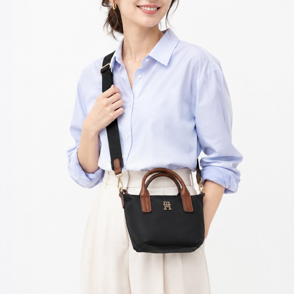 高品質ヨーロッパ輸入モデル トミーヒルフィガー TOMMY HILFIGER トートバッグ ミニトート ミニショルダー POPETTE MICRO レディース ブラック AW0AW18368 BDS BLACK 送別会 誕生日 結婚祝い 結婚式 彼氏 息子 夫 男性 名刺入れ 高級 父の日 母の日 即日発送