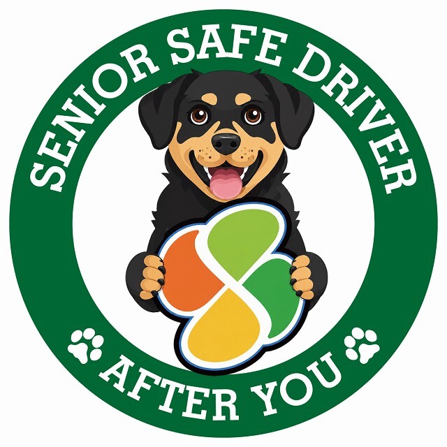 カーサイン 高齢者マーク SENIOR SAFE DRIVER ロットワイラー ステッカー シール 直径13cm 肉球 日本製 車