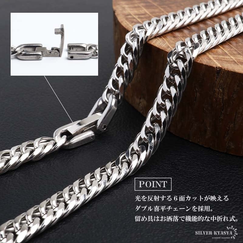 ステンレス スネークネックレス ヘビ ペンダントネックレス ダブル喜平チェーン 6面カット ごつめ シルバー 燻し アニマル ユニーク リアル 鱗 赤目 メンズ 男性 金属アレルギー対応