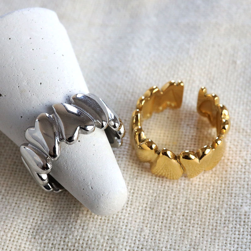 ステンレス ハートリング 2カラー 18KGP ゴールド gold レディース 女性 指輪 金属アレルギー対応