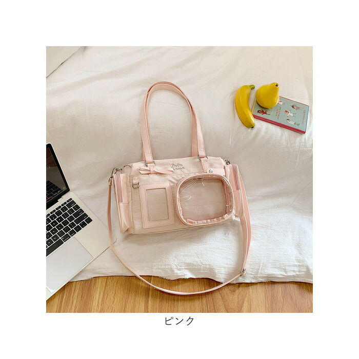 ぬいぐるみ バッグ 推し活 通販 ミニボストンバッグ レディース ミニボストンバック 痛バッグ 痛バ ショルダーバッグ クリアポケット 斜め掛け 痛バック 肩掛けカバン ショルダーバック 肩掛けバッグ かわいい 女の子 推しバッグ レディースバッグ