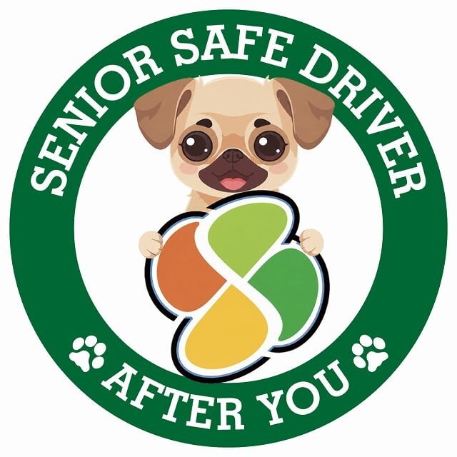 カーサイン 高齢者マーク SENIOR SAFE DRIVER チワパグ ステッカー シール 直径13cm 肉球 日本製 車