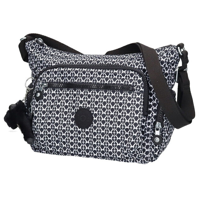 キプリング ショルダーバッグ レディース ブランド Kipling ギャビー S ロゴ ワンポイント 総柄 KI3759-DD2 Signature Print 黒