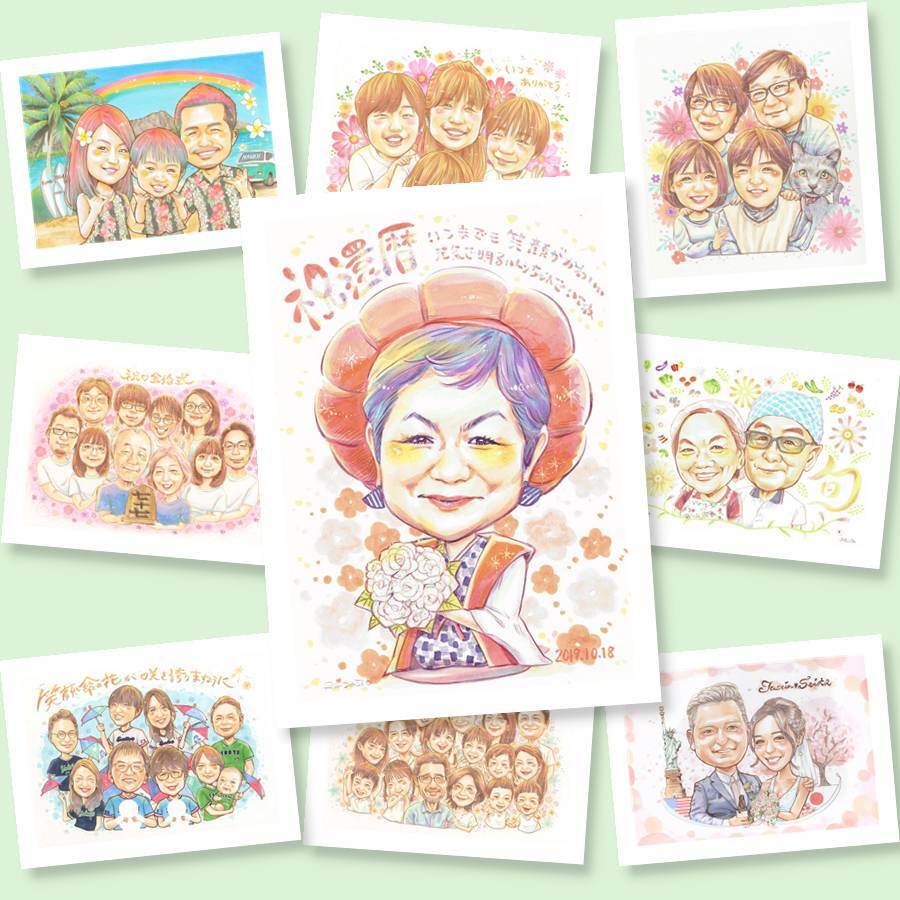 還暦のプレゼントに、贈った後の反応までうれしい似顔絵です。大切なお祝いにも安心してご注文いただけます。 似顔絵 贈り物 還暦祝い ギフト 手描き 名入れ プレゼント 還暦 誕生日 記念 お祝い 祖父 おじいちゃん 祖母 おばあちゃん 名入れ 修正無料 下書き確認 一生もの 親孝行 宝物 かわいい 傘寿 一生もの 長寿 還暦 ブライダルギフト 感激 節目 オリジナル 白寿祝い 引っ越し イラスト
