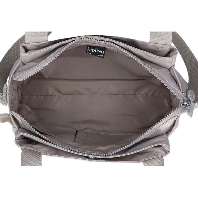 キプリング ハンドバッグ レディース ブランド Kipling エリシア ロゴ ワンポイント 無地 2WAY K43791-89L Grey Gris グレー